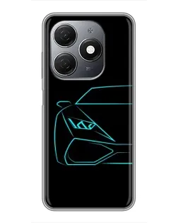 Чехол для TECNO Spark 20 с картинкой «Голубой силуэт Lamborghini»