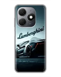 Чехол для TECNO Spark 20 с картинкой «Классическая надпись Lamborghini»