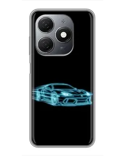 Чехол для TECNO Spark 20 с картинкой «Неоновый контур Lamborghini»