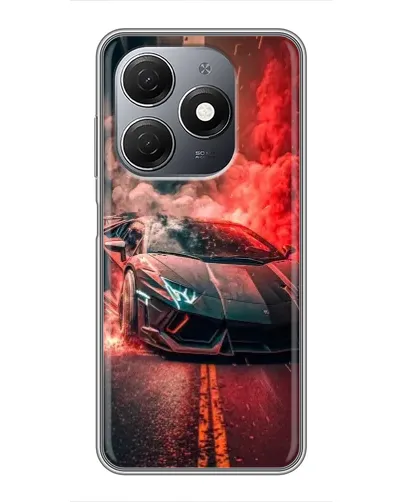 Чехол для TECNO Spark 20 с картинкой «Lamborghini красный дым»