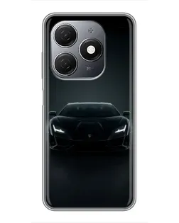 Чехол для TECNO Spark 20 с картинкой «Черный Lamborghini Aventador»