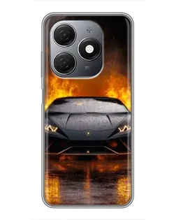 Чехол для TECNO Spark 20 с картинкой «Lamborghini в огне»