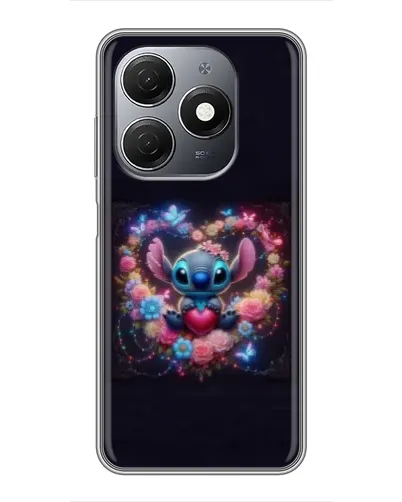 Чехол для TECNO Spark 20 с картинкой «Stitch в цветах»