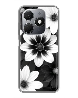 Чехол для TECNO Spark 20 с картинкой «Монохромные астры»