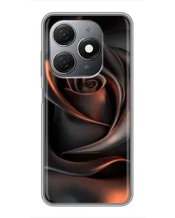 Чехол для TECNO Spark 20 с картинкой «Шелковая черная роза»