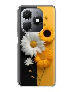 Чехол для TECNO Spark 20 с картинкой «Подсолнух и ромашка»