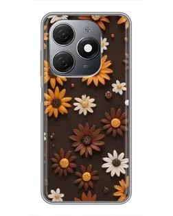 Чехол для TECNO Spark 20 с картинкой «Узор из маленьких подсолнухов»