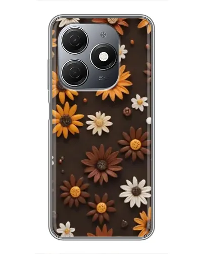 Чехол для TECNO Spark 20 с картинкой «Узор из маленьких подсолнухов»