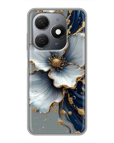 Чехол для TECNO Spark 20 с картинкой «Белый цветок и золотой флюид»