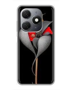 Чехол для TECNO Spark 20 с картинкой «Серебряный фантазийный цветок»