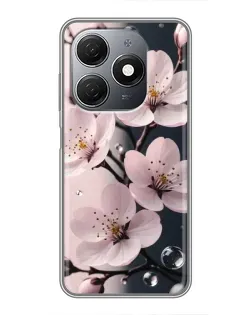 Чехол для TECNO Spark 20 с картинкой «Нежная сакура и капли»