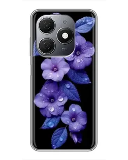 Чехол для TECNO Spark 20 с картинкой «Фиолетовые цветы с росою»