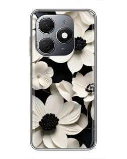 Чехол для TECNO Spark 20 с картинкой «Объемные белые цветы»