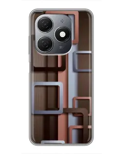 Чохол для TECNO Spark 20 з картинкою «Коричневі об'ємні квадрати»