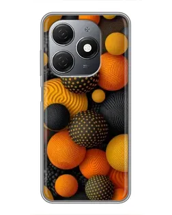 Чохол для TECNO Spark 20 з картинкою «Об'ємні помаранчеві сфери»