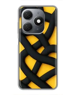 Чохол для TECNO Spark 20 з картинкою «Чорне жовте переплетення»