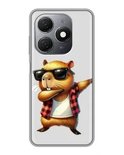 Чехол для TECNO Spark 20 с картинкой «Капибара рэпер даб»
