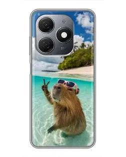 Чехол для TECNO Spark 20 с картинкой «Капибара на море»