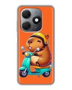 Чехол для TECNO Spark 20 с картинкой «Капибара на скутере»