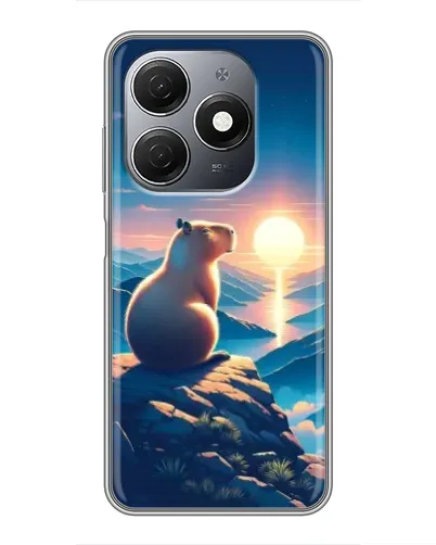 Чехол для TECNO Spark 20 с картинкой «Закат солнца с капибарой»