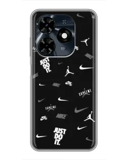 Чохол для TECNO Spark 20c з картинкою «Nike Black Pattern»