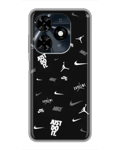 Чохол для TECNO Spark 20c з картинкою «Nike Black Pattern»