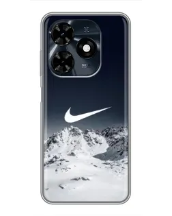 Чехол для TECNO Spark 20c с картинкой «Nike — зимние горы»