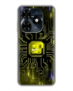 Чехол для TECNO Spark 20c с картинкой «Nike — золотая искра»
