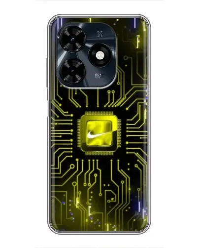Чехол для TECNO Spark 20c с картинкой «Nike — золотая искра»