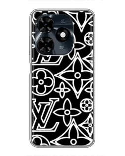 Чохол для TECNO Spark 20c з картинкою «Чорно-білий візерунок LV»