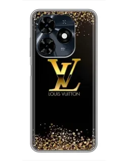 Чехол для TECNO Spark 20c с картинкой «LV — золотые искры»