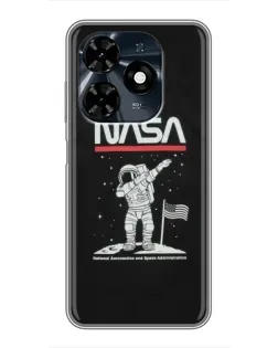 Чохол для TECNO Spark 20c з картинкою «NASA — крокуємо по Місяцю»