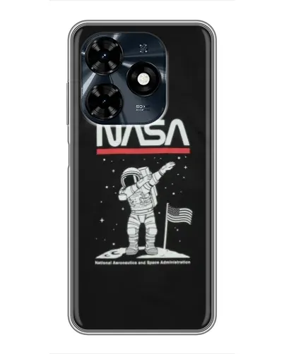 Чохол для TECNO Spark 20c з картинкою «NASA — крокуємо по Місяцю»