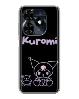 Чохол для TECNO Spark 20c з картинкою «Kuromi — чорний мінімалізм»