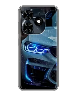 Чохол для TECNO Spark 20c з картинкою «Погляд BMW з синіми фарами»