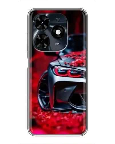 Чохол для TECNO Spark 20c з картинкою «Спортивна BMW та квіти»