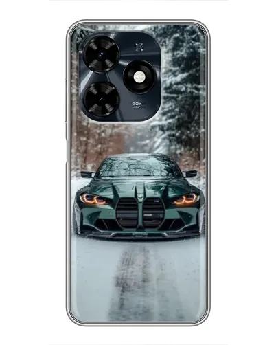 Чохол для TECNO Spark 20c з картинкою «BMW у зимовому лісі»