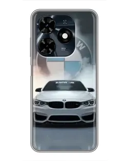 Чехол для TECNO Spark 20c с картинкой «BMW в белом дыму»