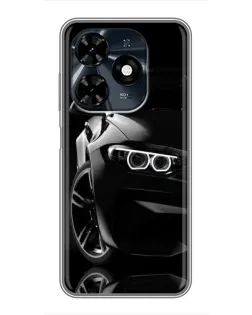 Чехол для TECNO Spark 20c с картинкой «Черная BMW — профиль»