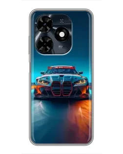 Чехол для TECNO Spark 20c с картинкой «BMW — огни неона»