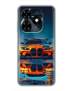 Чехол для TECNO Spark 20c с картинкой «BMW — золотая эмблема»