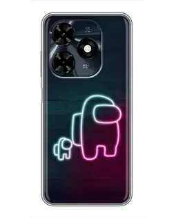 Чехол для TECNO Spark 20c с картинкой «Among Us неон-арт»