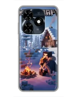 Чохол для TECNO Spark 20c з картинкою «Зимовий Minecraft»
