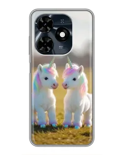 Чехол для TECNO Spark 20c с картинкой «Пара единорогов»