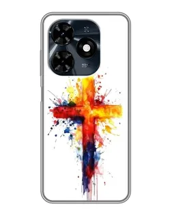 Чохол для TECNO Spark 20c з картинкою «Акварельний хрест»