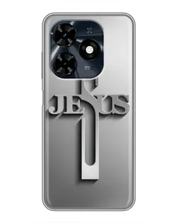 Чехол для TECNO Spark 20c с картинкой «Металлический крест Jesus»