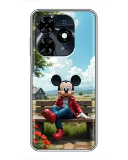 Чехол для TECNO Spark 20c с картинкой «Микки на скамейке»