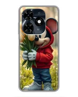Чехол для TECNO Spark 20c с картинкой «Микки с тюльпанами» Чехол для TECNO Spark 20c с картинкой «Микки с тюльпанами»