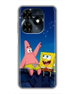 Чехол для TECNO Spark 20c с картинкой «Губка Боб и Патрик ночью» Чехол для TECNO Spark 20c с картинкой «Губка Боб и Патрик ночью»