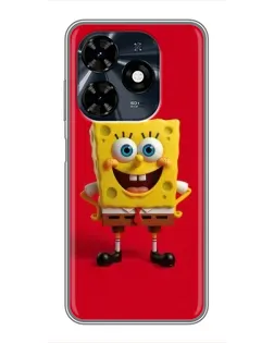 Чехол для TECNO Spark 20c с картинкой «Спанч Боб на красном»